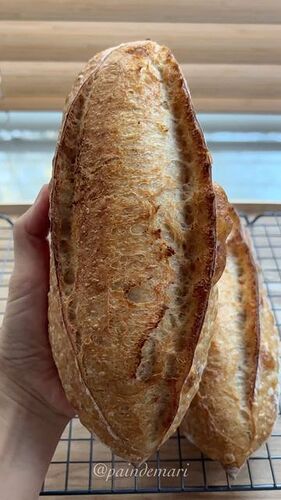 Mari shared a post on Instagram: "Sourdough classic loaves split in half😍😍
.
Saw many bakers cut dough in half here in IG and also attempted now and the result is quite satisfying!!😁 Don