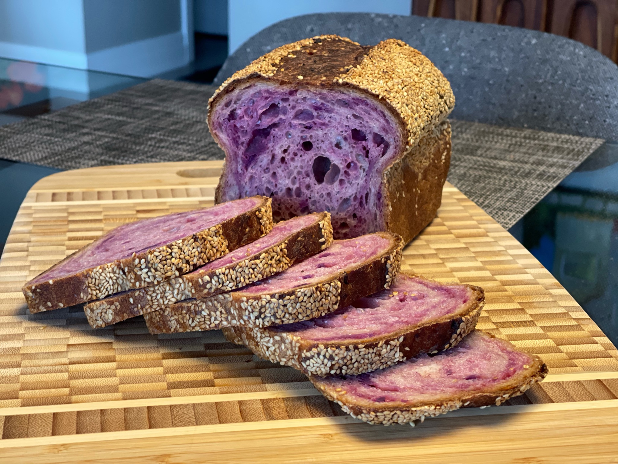 Purple sweet potato sourdough sandwich loaf - MyLoveOfBaking